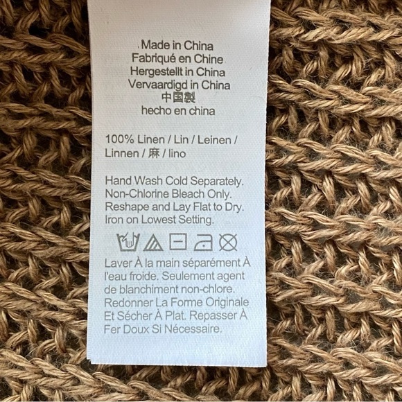 J Crew Tan Open Weave Relaxed Fit Linen Beach Sweater Size XSmall - Picture 10 of 13